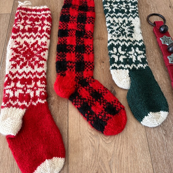 THREE Knit Christmas Stockings + Jingle Bells - Picture 2 of 7